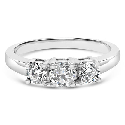 14K White Gold 3/4 Cttw Lab Grown Diamond 3 Stone Ring Band (F-G Color, VS2-SI1 Clarity)- Size 7 by Bids.com