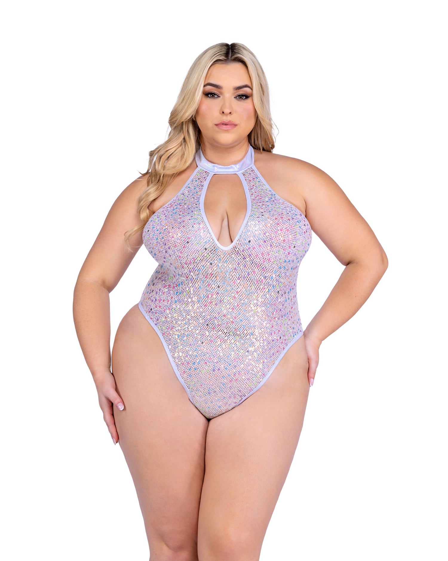 GlitterGlam Keyhole Mesh Romper 