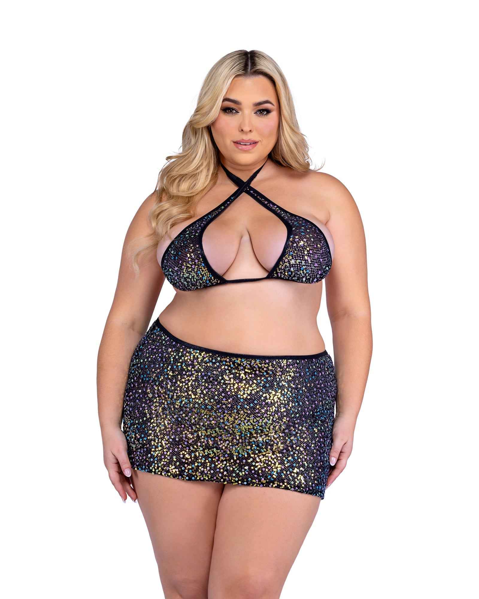 SparkleWave Sequin Mesh Skirt