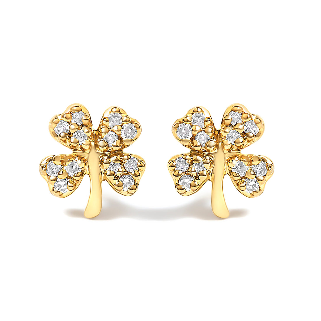 10K Yellow Gold Diamond Accent 4 Leaf Clover Stud Earrings by Bids.com