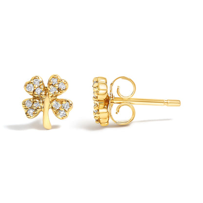 10K Yellow Gold Diamond Accent 4 Leaf Clover Stud Earrings by Bids.com