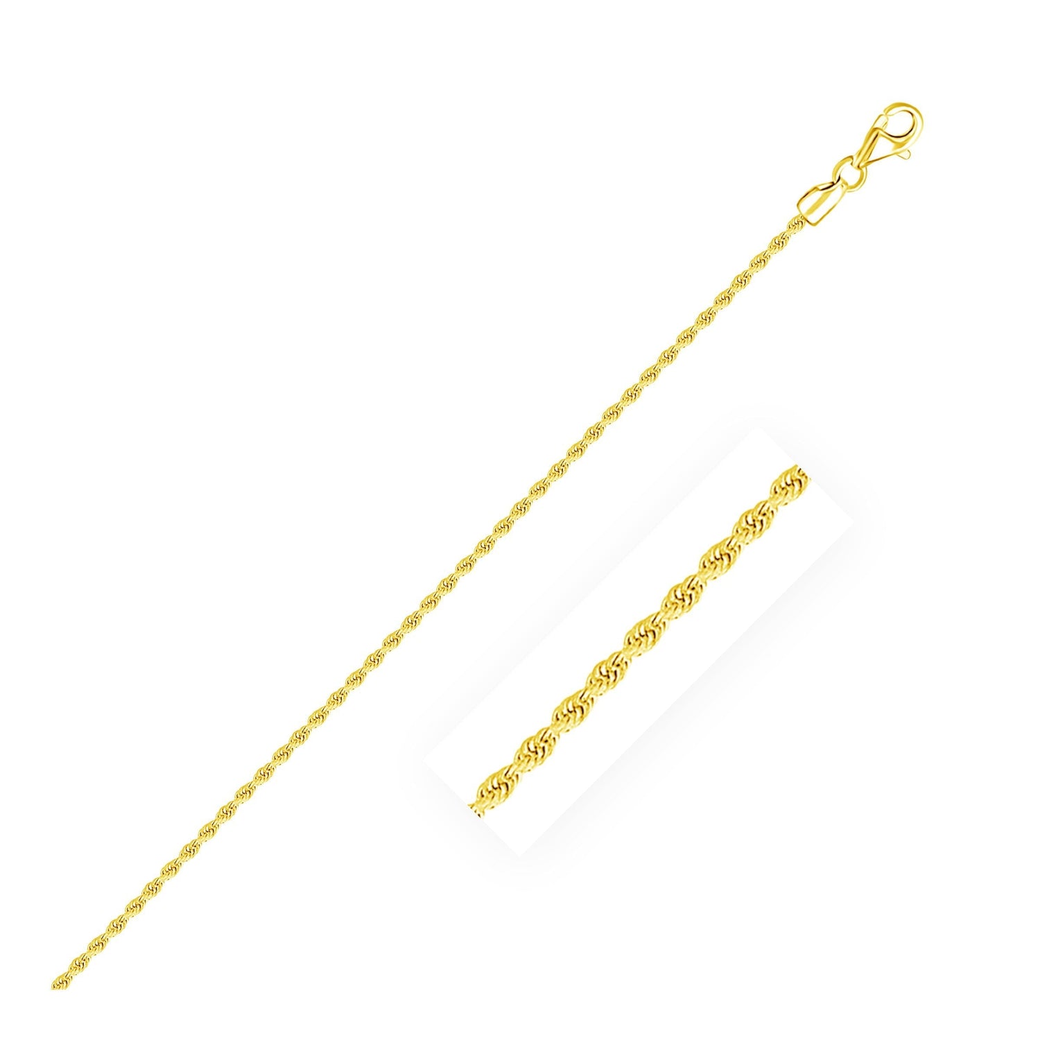 2.0mm 14k Yellow Gold Diamond Cut Rope Anklet  DestGlow
