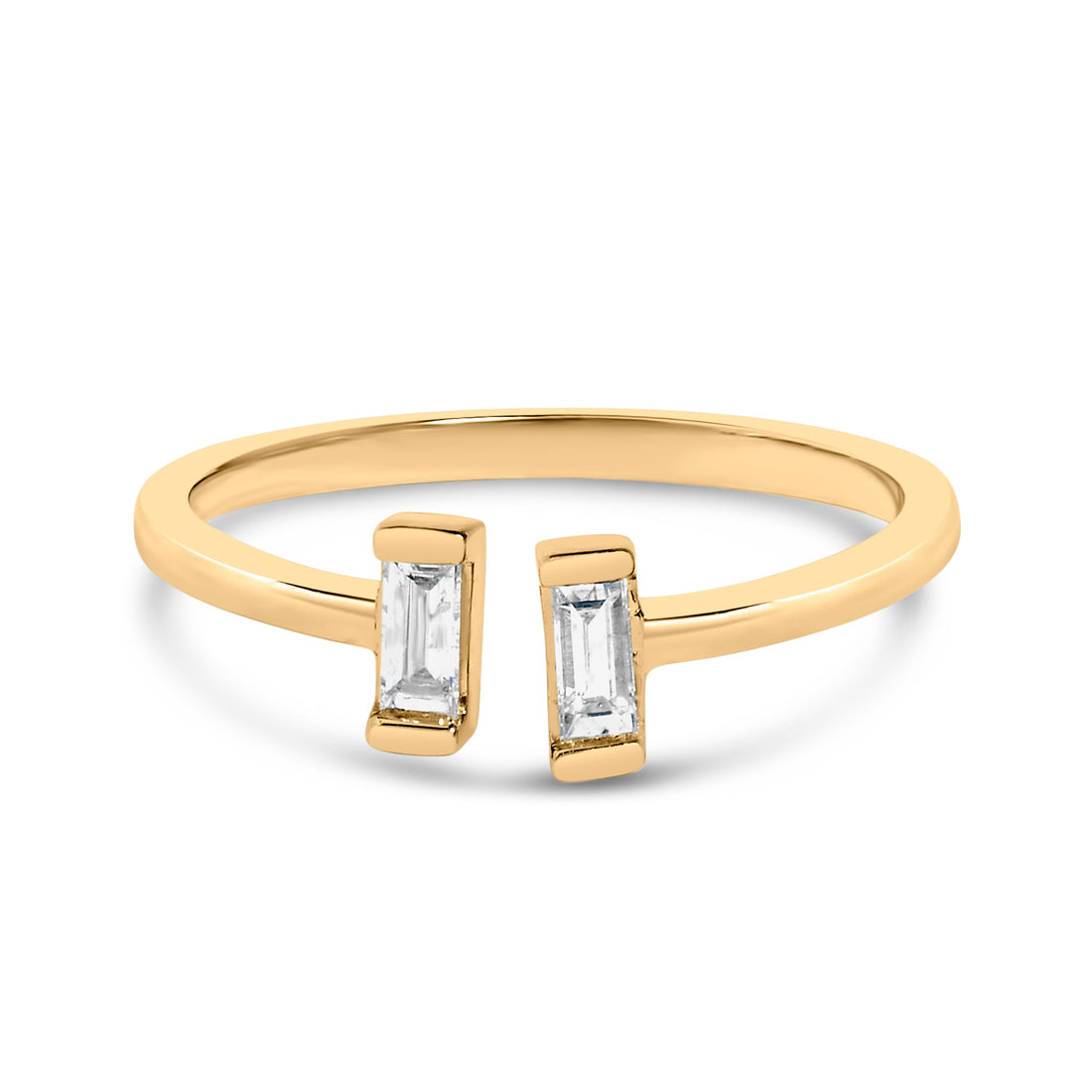 14K Yellow Gold Plated Sterling Silver 1/5 Cttw Baguette Diamond Open Band Ring by Bids.com