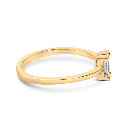 14K Yellow Gold Plated Sterling Silver 1/5 Cttw Baguette Diamond Open Band Ring by Bids.com