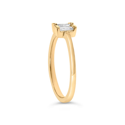 14K Yellow Gold Plated Sterling Silver 1/5 Cttw Baguette Diamond Open Band Ring by Bids.com