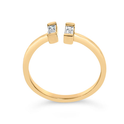 14K Yellow Gold Plated Sterling Silver 1/5 Cttw Baguette Diamond Open Band Ring by Bids.com