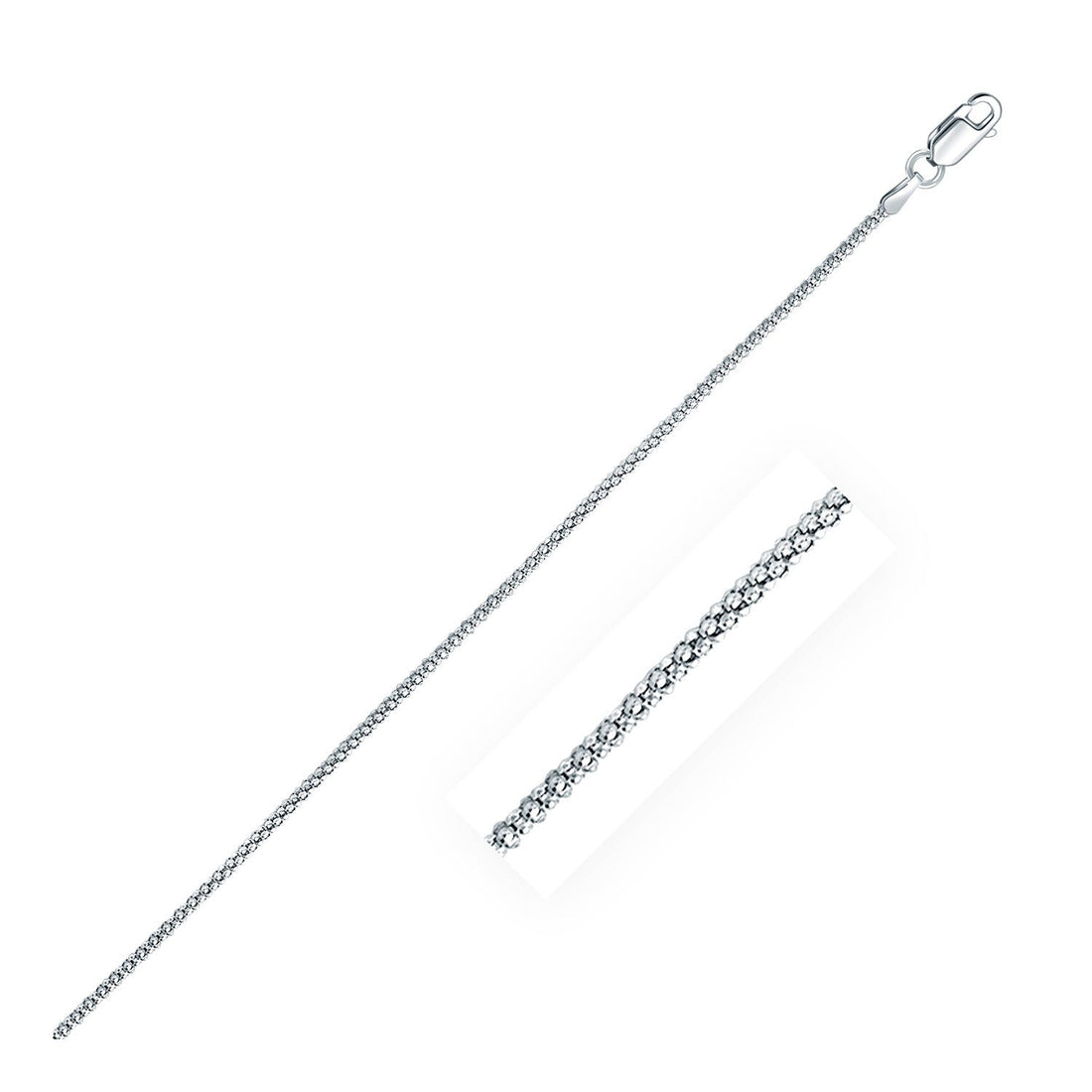 Rhodium Plated 1.8mm Sterling Silver Popcorn Style Chain by Bids.com