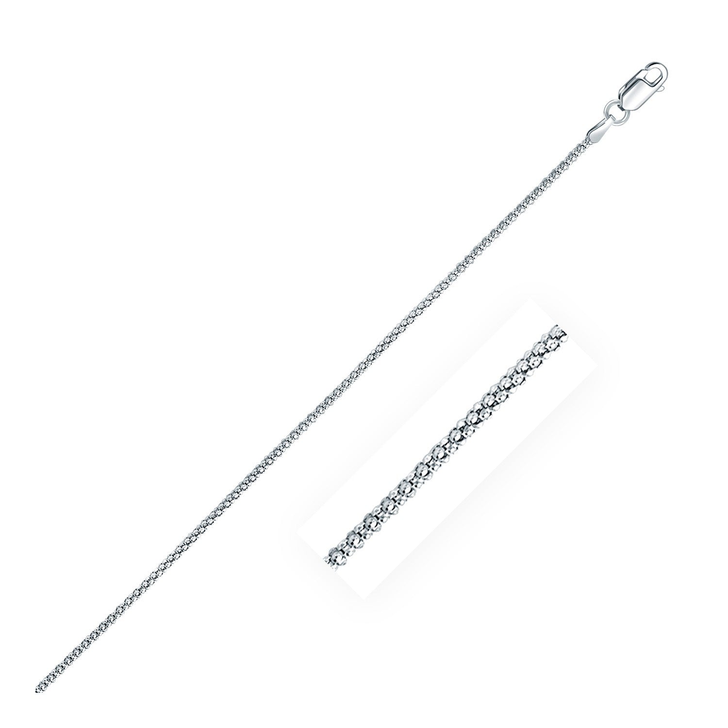 Rhodium Plated 1.8mm Sterling Silver Popcorn Style Chain by Bids.com