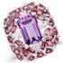 7.59 Carat Genuine Pink Amethyst, Rhodolite and White Topaz .925 Sterling Silver Ring by Bids.com