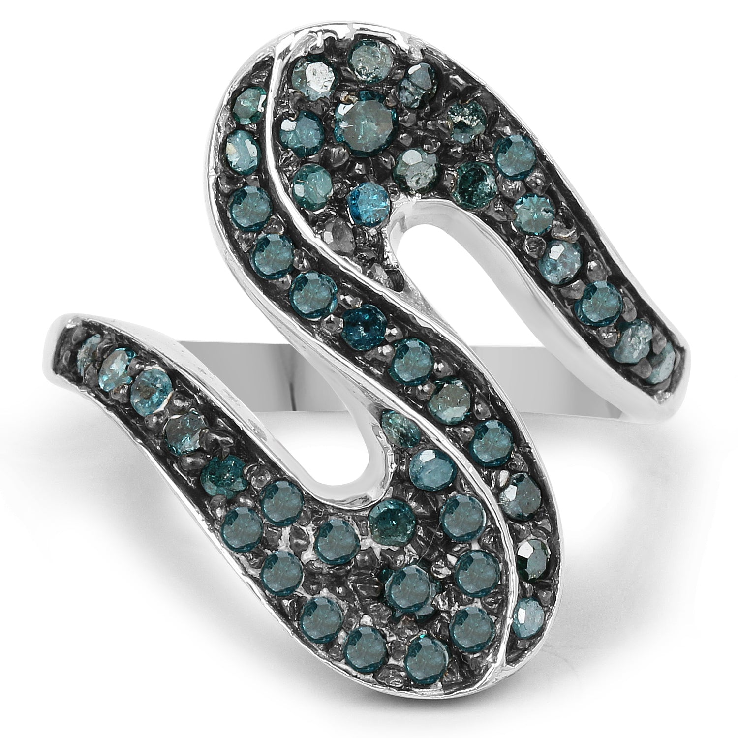 0.76 Carat Genuine Blue Diamond .925 Sterling Silver Ring by Bids.com