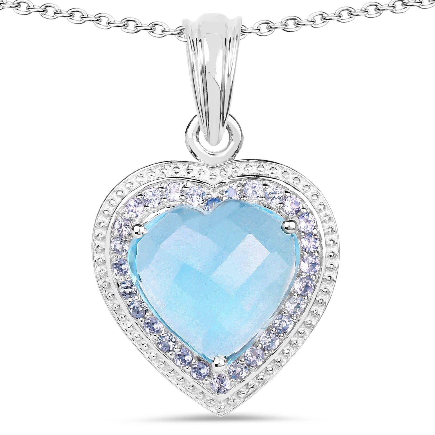7.36 Carat Genuine Blue Topaz and Tanzanite .925 Sterling Silver Pendant by Bids.com