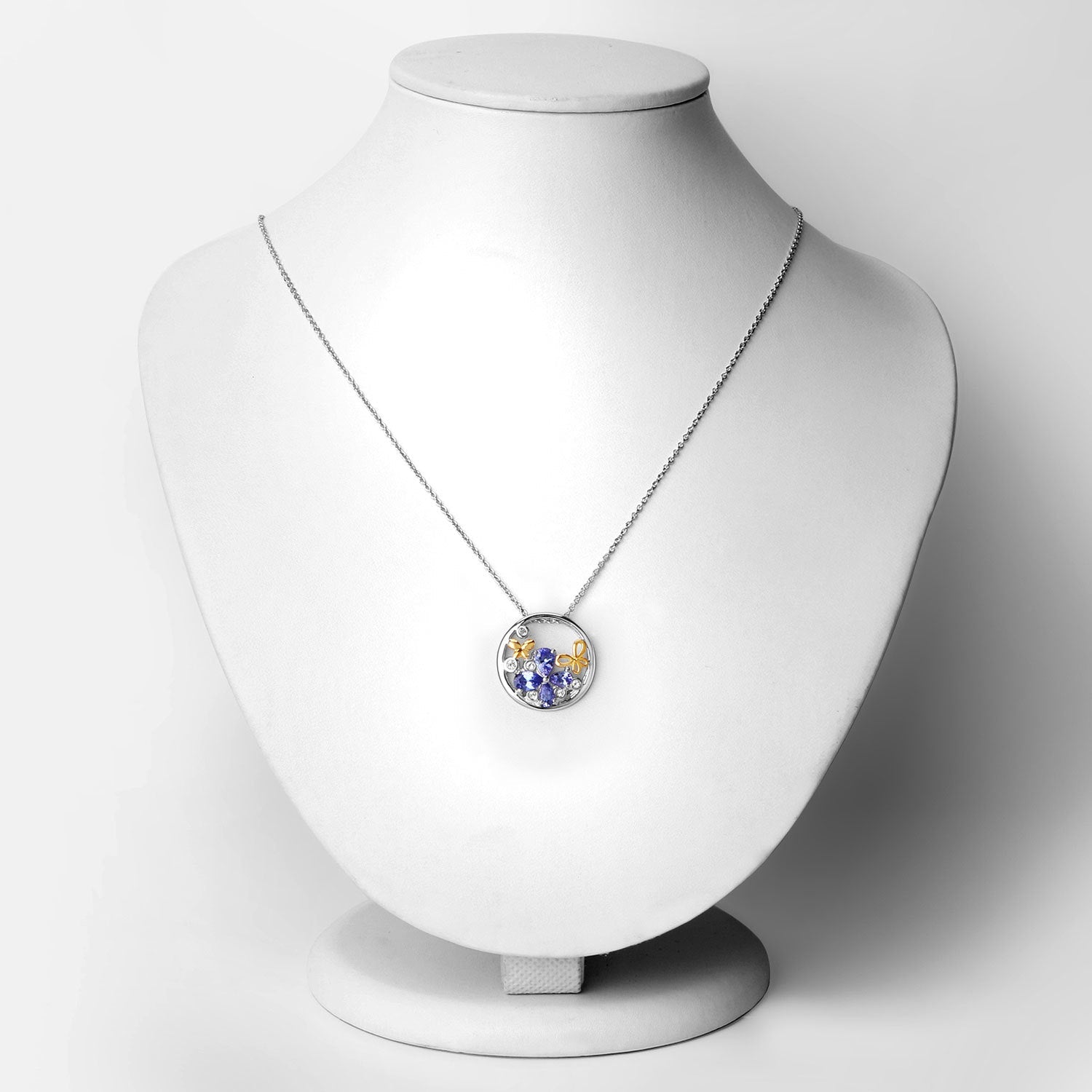 1.33 Carat Genuine Tanzanite and White Topaz .925 Sterling Silver Pendant by Bids.com