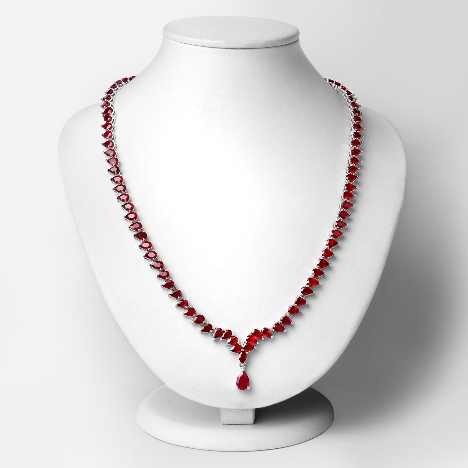 41.63 Carat Genuine Glass Filled Ruby .925 Sterling Silver Necklace  DestGlow