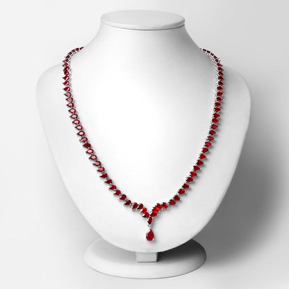 41.63 Carat Genuine Glass Filled Ruby .925 Sterling Silver Necklace  DestGlow
