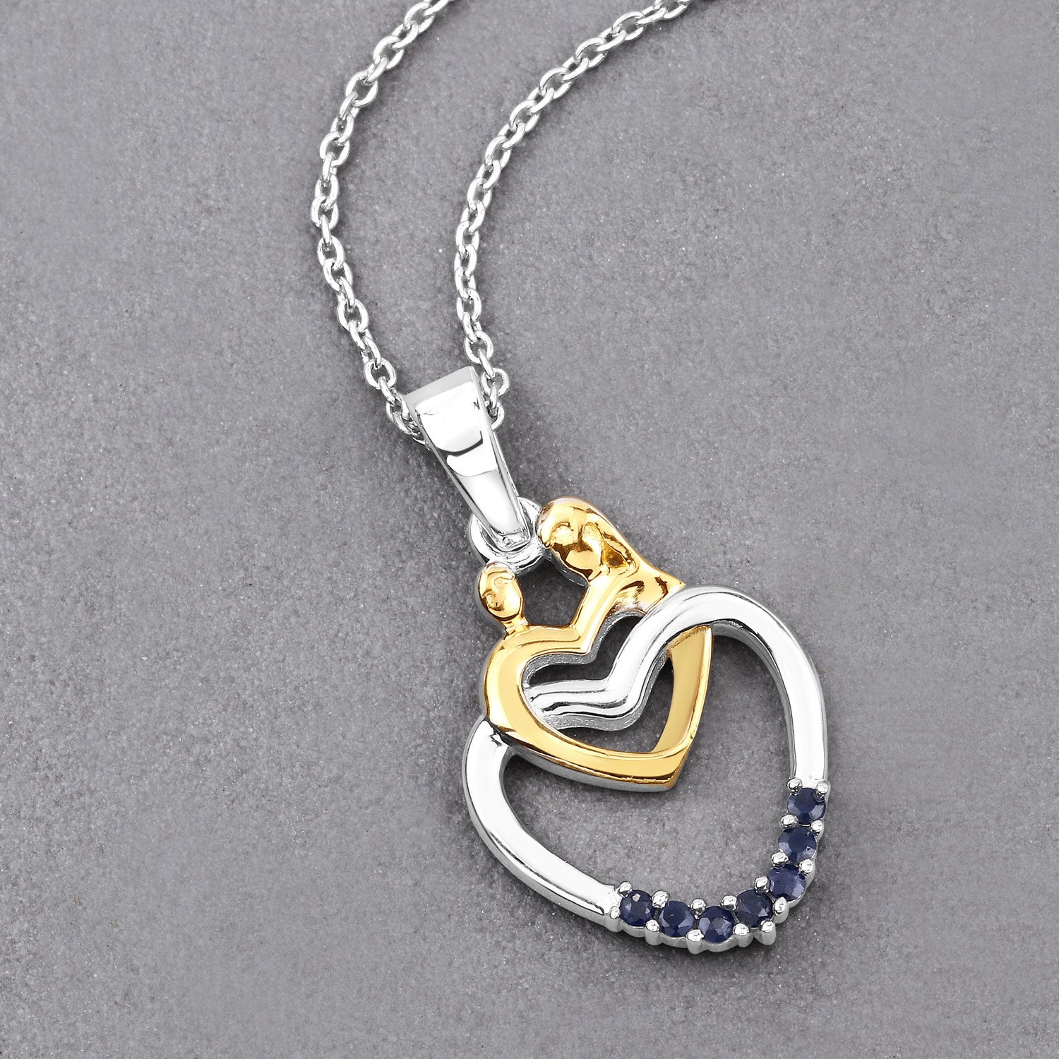 0.14 Carat Genuine Blue Sapphire .925 Sterling Silver Pendant by Bids.com