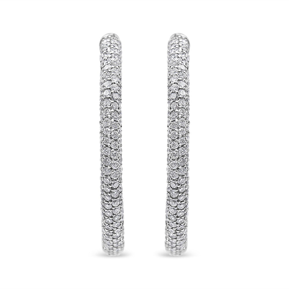 18K White Gold 2 1/3 Cttw Pave Set Diamond Semi Eternity Leverback Hoop Earrings (F-G Color, VS1-VS2 Clarity) by Bids.com