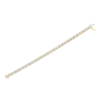 10K Yellow Gold 4.0 Cttw Alternating Baguette &amp; Round Cut Diamond Bezel- &amp; Prong-Set 7" Tennis Bracelet (G-H Color, SI1-SI2 Clarity) by Bids.com