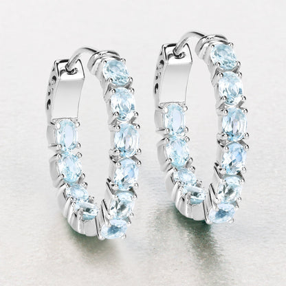 3.80 Carat Genuine Blue Topaz .925 Sterling Silver Earrings  DestGlow