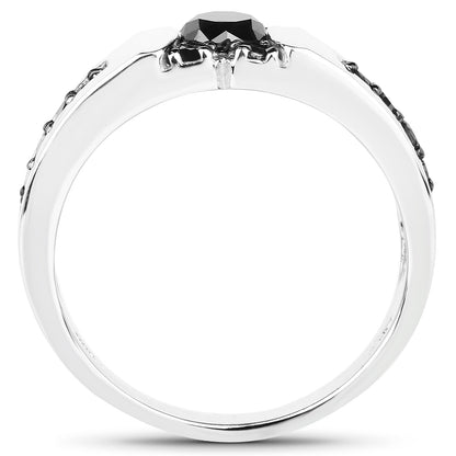 0.83 Carat Genuine Black Diamond .925 Sterling Silver Ring by Bids.com