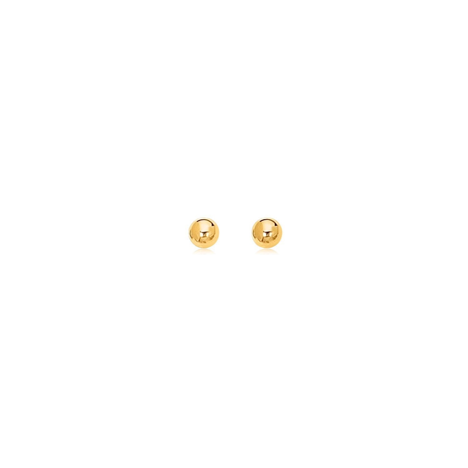 14k Yellow Gold Polished Round Stud Earrings by Bids.com