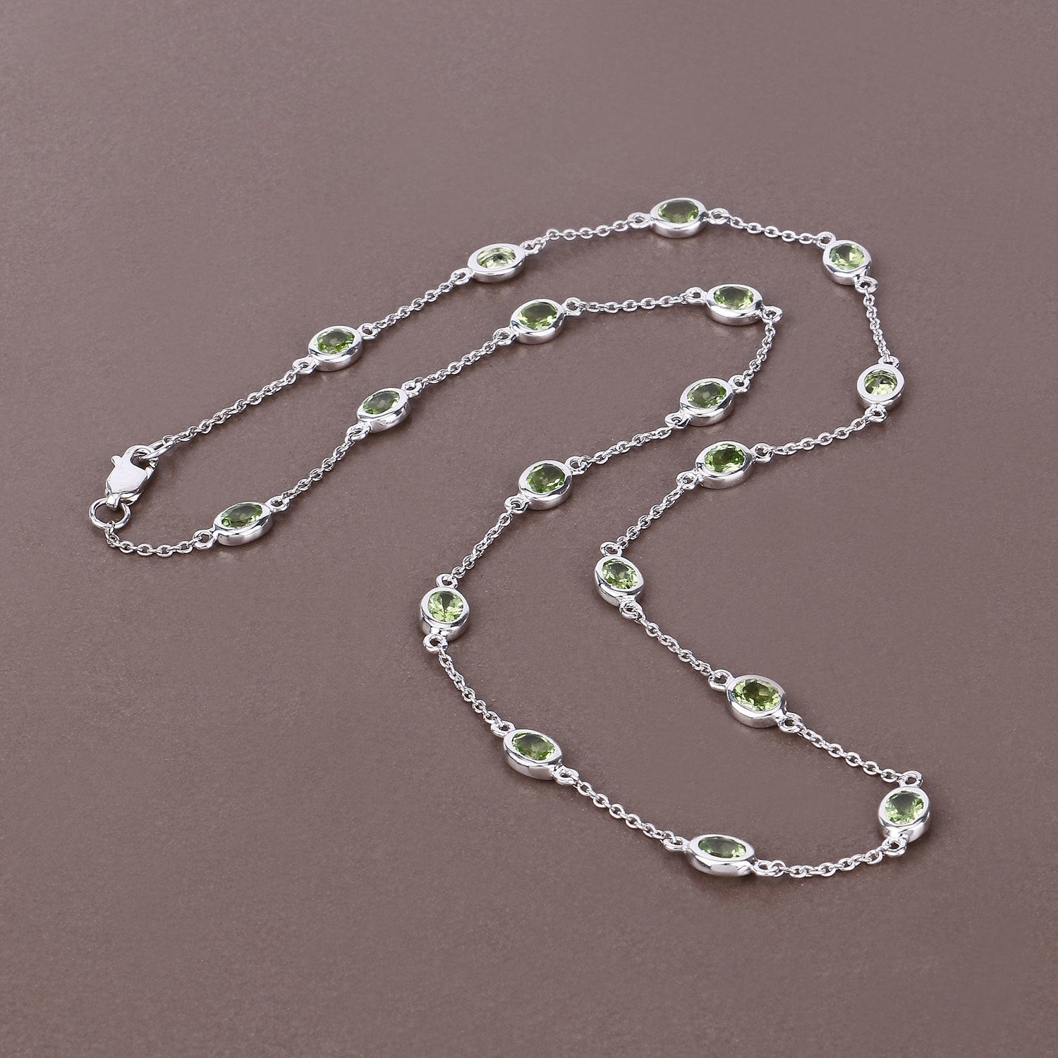6.30 Carat Genuine Peridot .925 Sterling Silver Necklace by Bids.com