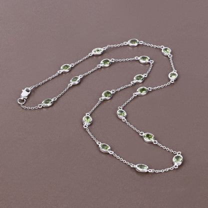 6.30 Carat Genuine Peridot .925 Sterling Silver Necklace by Bids.com