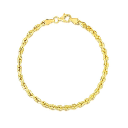 4.0mm 10k Yellow Gold Solid Diamond Cut Rope Bracelet by Bids.com