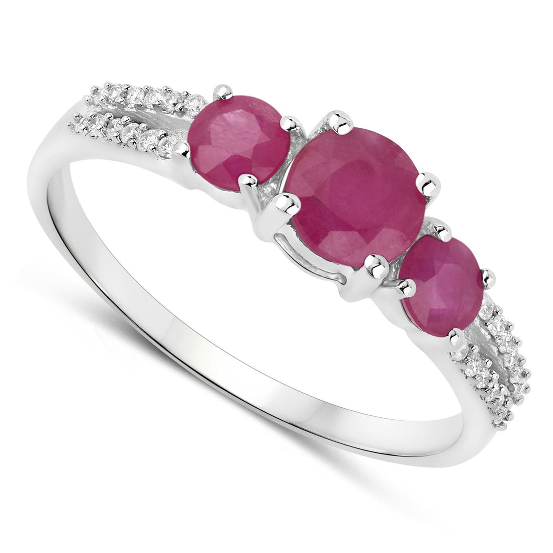 1.02 Carat Genuine Ruby and White Diamond 14K White Gold Ring by Bids.com