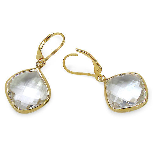 14K Yellow Gold Plated 23.86 Carat Genuine Crystal Quartz Sterling Silver Earrings by Bids.com
