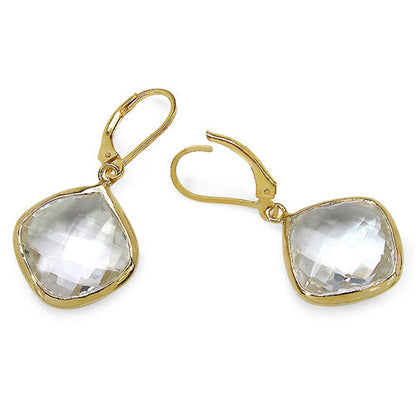 14K Yellow Gold Plated 23.86 Carat Genuine Crystal Quartz Sterling Silver Earrings by Bids.com