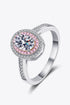 1 Carat Pink Oval-Cut Sparkala™ 925 Sterling Silver Halo Ring by Sparkala
