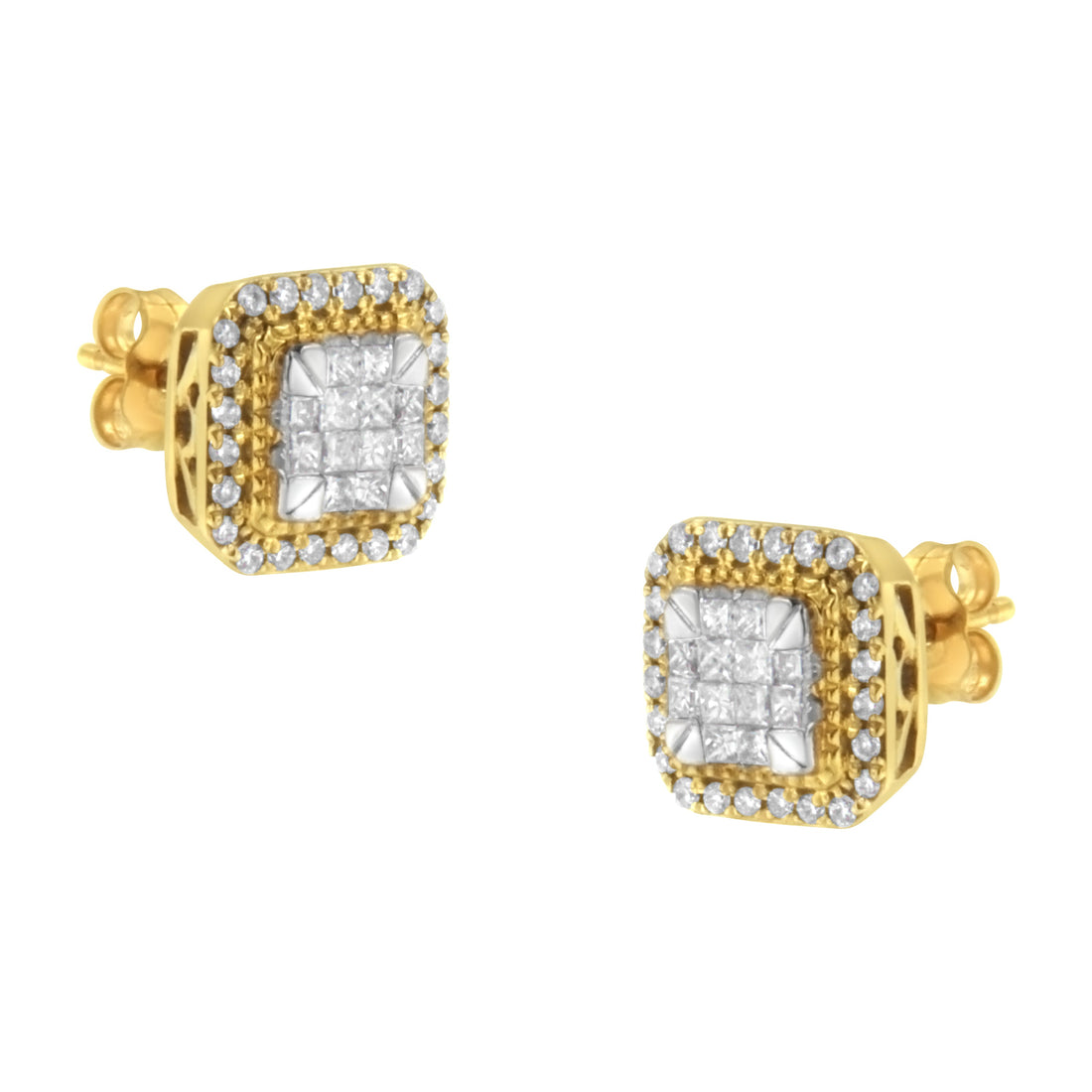 10KT Yellow Gold Diamond Stud Earrings (1/2 cttw, H-I Color, SI2-I1 Clarity) by Bids.com