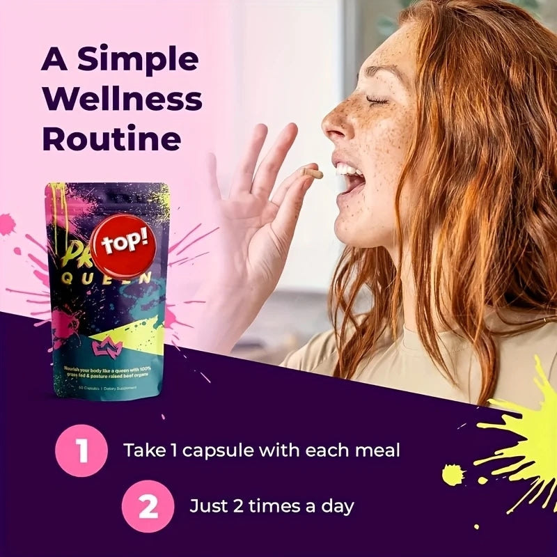 Primal Queen Beef Organ Superfood - 30 Day Refill，Female-Optimized Beef Organ Superfood Supplement (Beef Liver, Kidney, Heart, &amp; 3 More) - 100% Grass Fed, Pasture Raised Cattle - Balance Hormones, Energy, &amp; More for Women by VAH