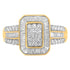 10K Yellow Gold Round and Baguette-Cut Diamond Cluster Ring (1.0 Cttw, I-J Color, SI1-SI2 Clarity) - Size 7 by Bids.com
