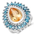 7.54 Carat Genuine Citrine & London Blue Topaz .925 Sterling Silver Ring by Bids.com