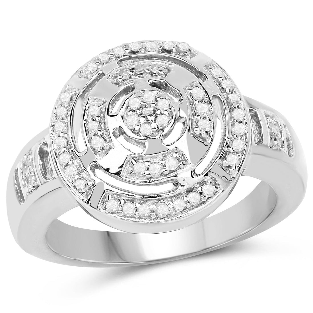14K Yellow Gold Plated 0.21 Carat Genuine White Diamond .925 Sterling Silver Ring by Bids.com