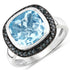 5.23 Carat Genuine Swiss Blue Topaz and Black Diamond .925 Sterling Silver Ring by Bids.com
