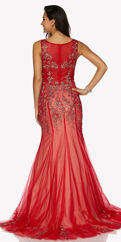 Juliet 656 Sleeveless Appliqued Mermaid Gown Godets and Train by DiscountDressShop