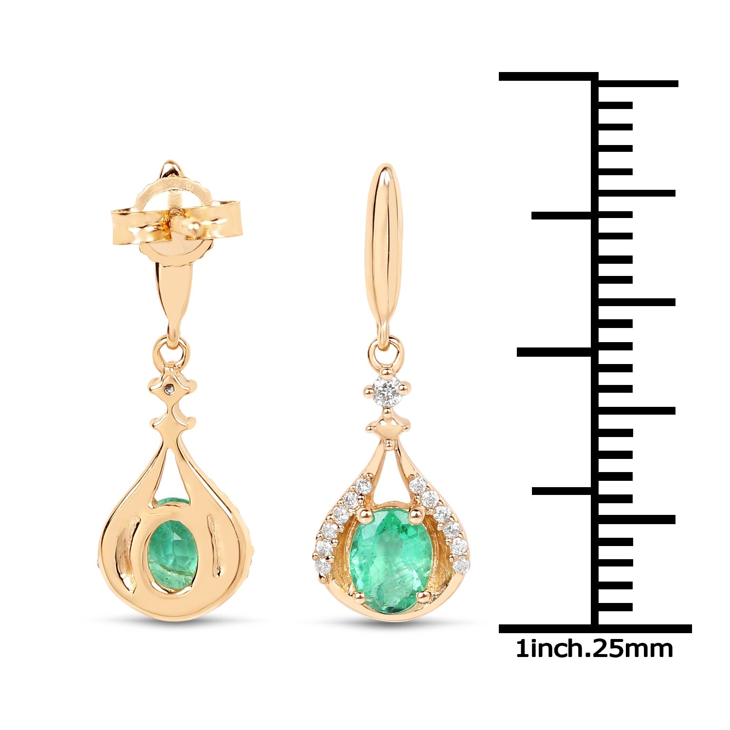 0.70 Carat Genuine Zambian Emerald and White Diamond 14K Yellow Gold Earrings by Bids.com