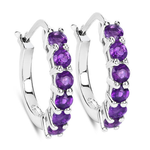 1.20 Carat Genuine Amethyst .925 Sterling Silver Earrings  DestGlow