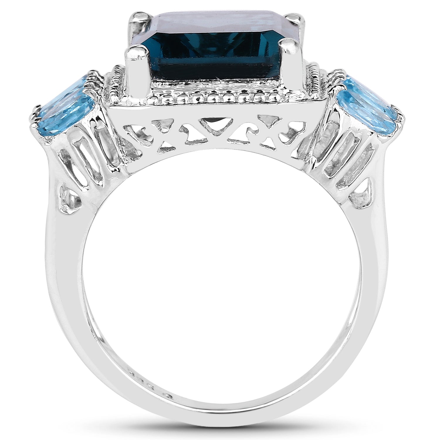 8.17 Carat Genuine London Blue Topaz and Swiss Blue Topaz .925 Sterling Silver Ring by Bids.com