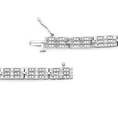 1.16 Carat Genuine White Diamond 14K White Gold Plated .925 Sterling Silver Bracelet by Bids.com