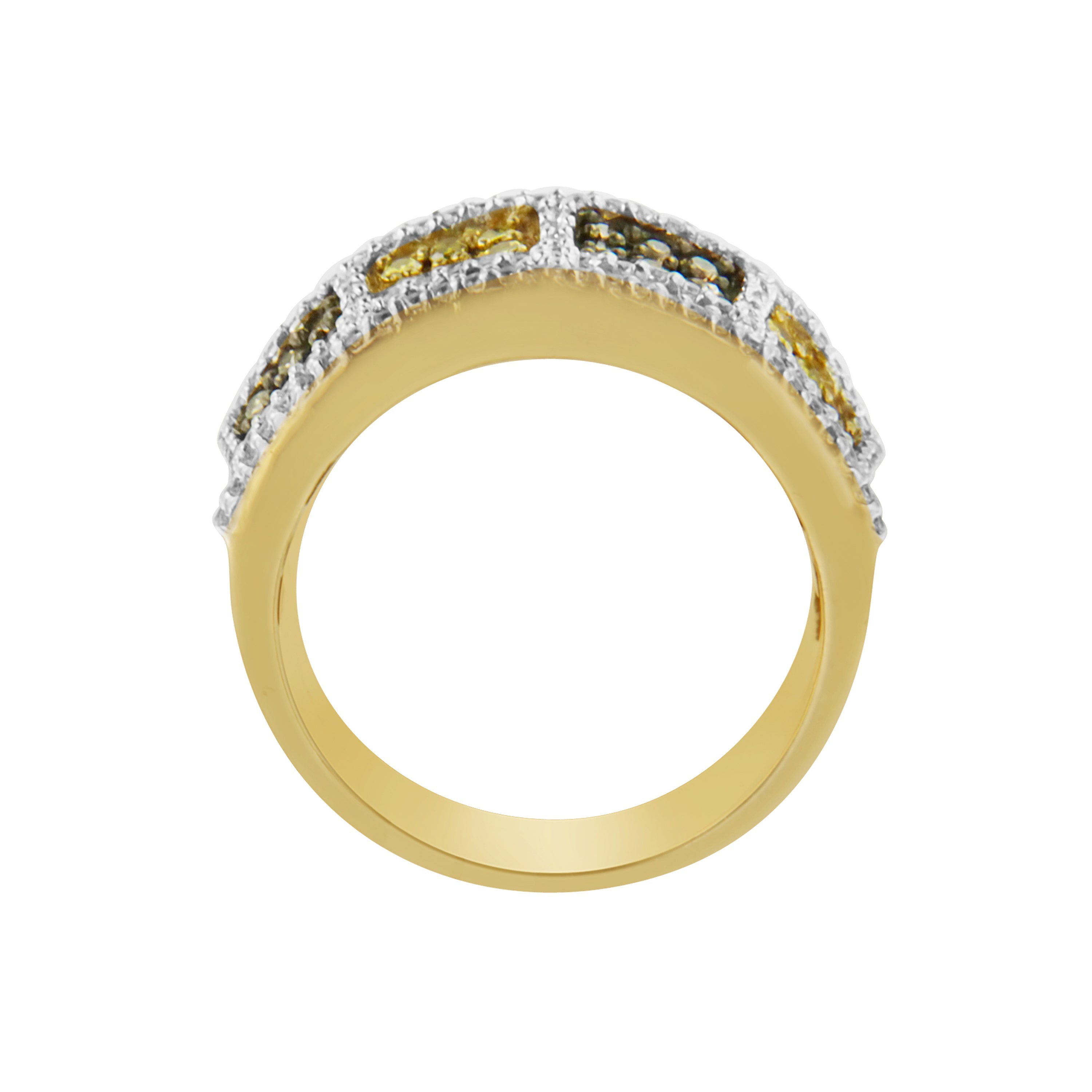 14KT Yellow Gold Champagne, Yellow and Round Diamond Band Ring (1 1/2 cttw, H-I Color, I1-I2 Clarity) by Bids.com