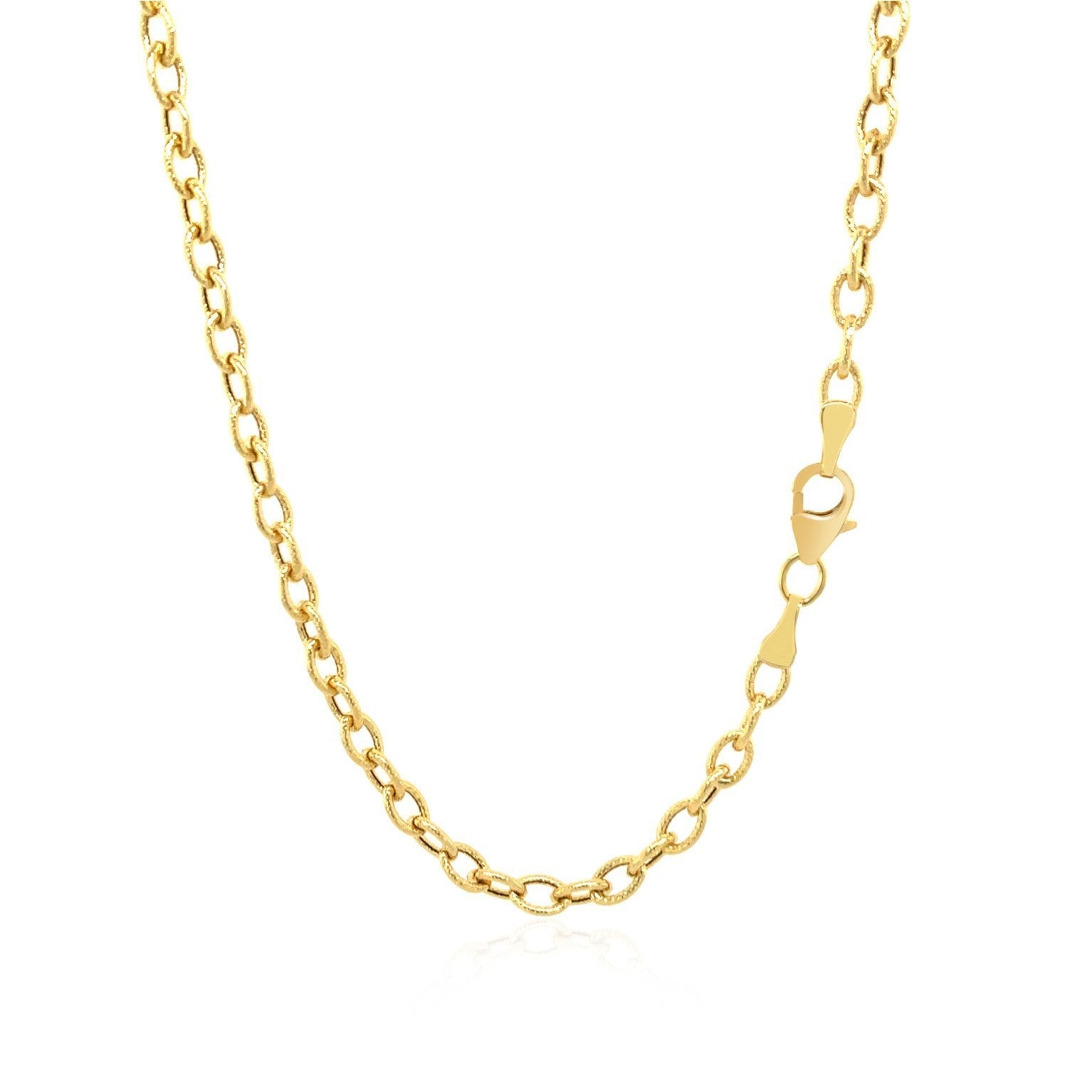3.5mm 14k Yellow Gold Pendant Chain with Textured Links  DestGlow