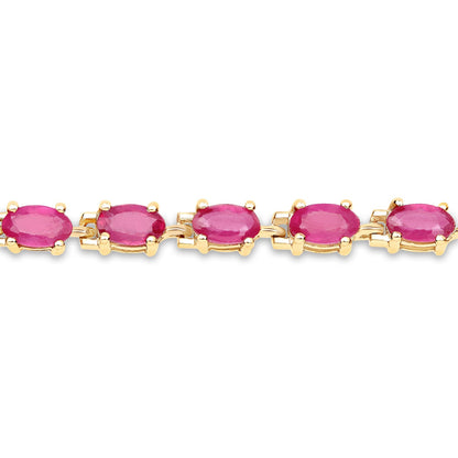 14K Yellow Gold Plated 7.00 Carat Glass Filled Ruby .925 Sterling Silver Bracelet by Bids.com