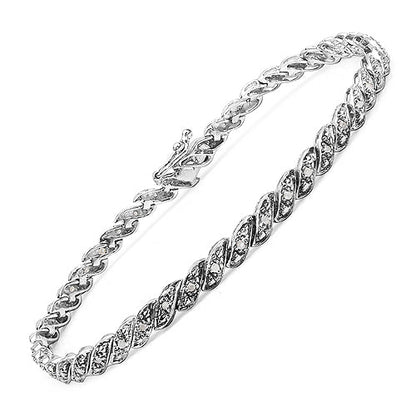 0.27 Carat Genuine White Diamond .925 Sterling Silver Bracelet  DestGlow