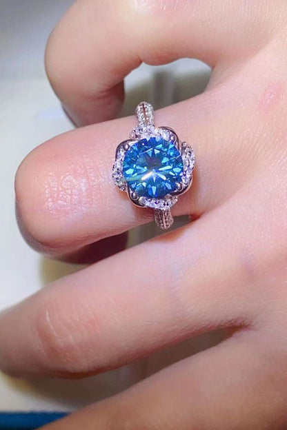 2 Carat Cobalt Blue Blue Brilliant Round Cut Sparkala™ Platinum Over Pure Sterling Silver Ring by Sparkala