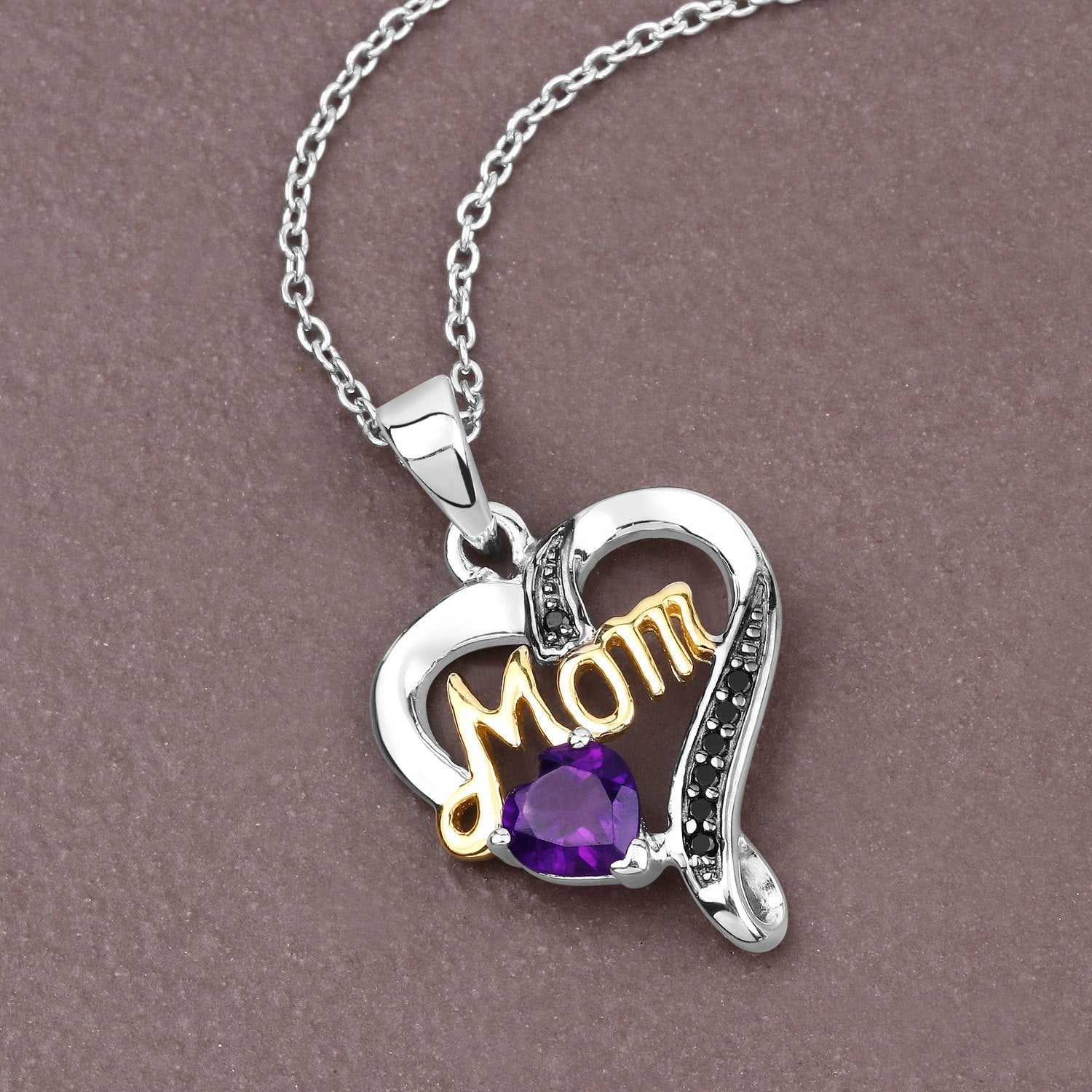 0.48 Carat Genuine Amethyst and Black Spinel .925 Sterling Silver Pendant by Bids.com