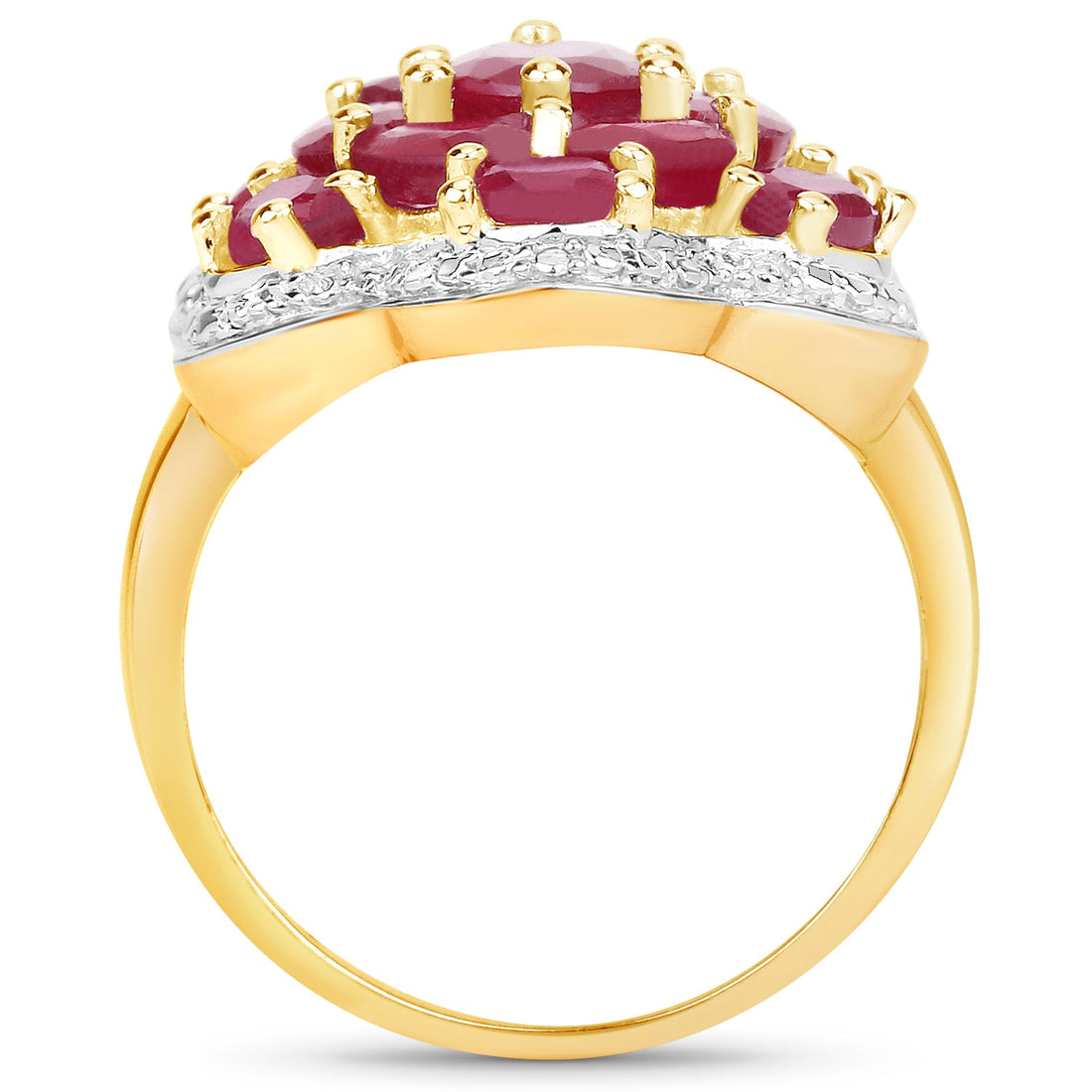 14K Yellow Gold Plated 4.18 Carat Genuine Glass Filled Ruby .925 Sterling Silver Ring by Bids.com