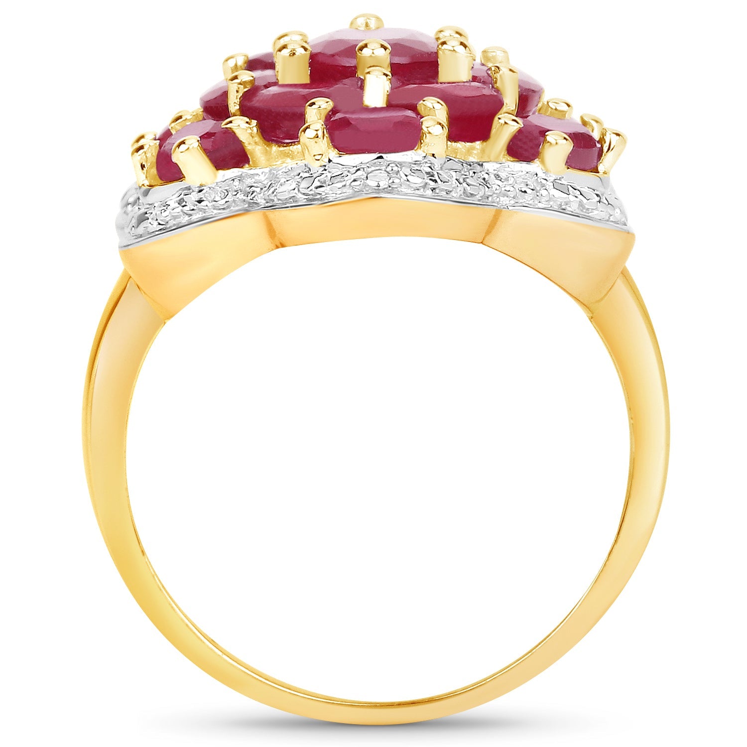 14K Yellow Gold Plated 4.18 Carat Genuine Glass Filled Ruby .925 Sterling Silver Ring by Bids.com